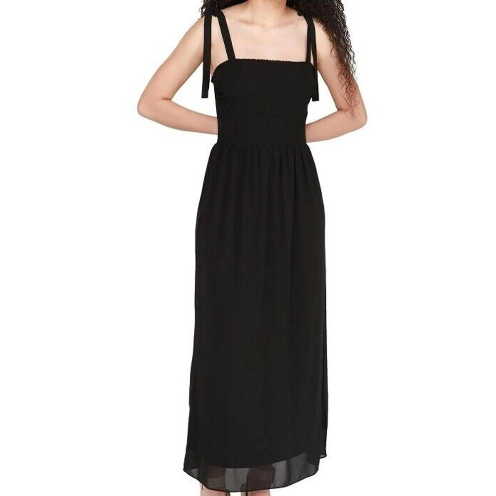 Black Tape Womens Sleeveless Long Maxi Smocked Dress XL Black NWT
